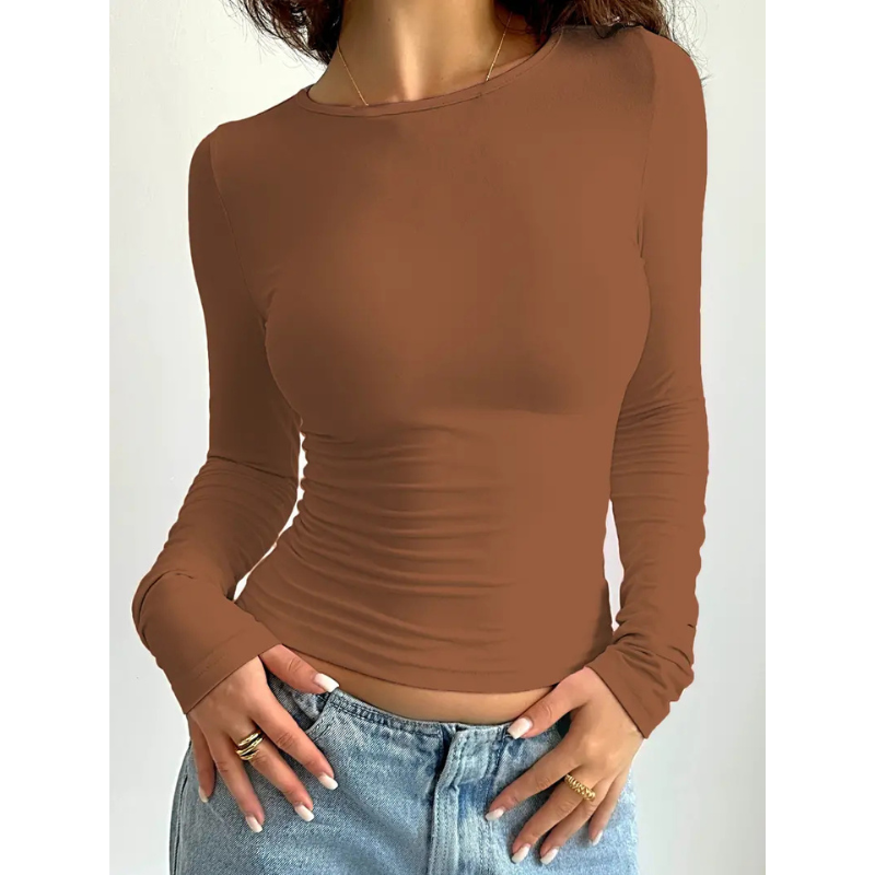 Slim Fit Longsleeve Top met Ronde Hals
