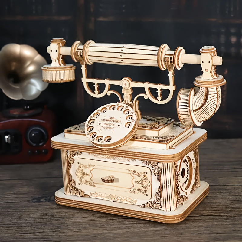 EuroDial – Vintage Europese 3D Houten Telefoon Puzzel