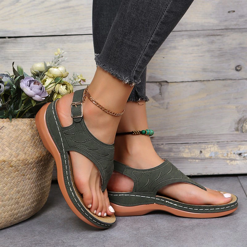 Orthopedic Sandals Women Leather Adjustable Support