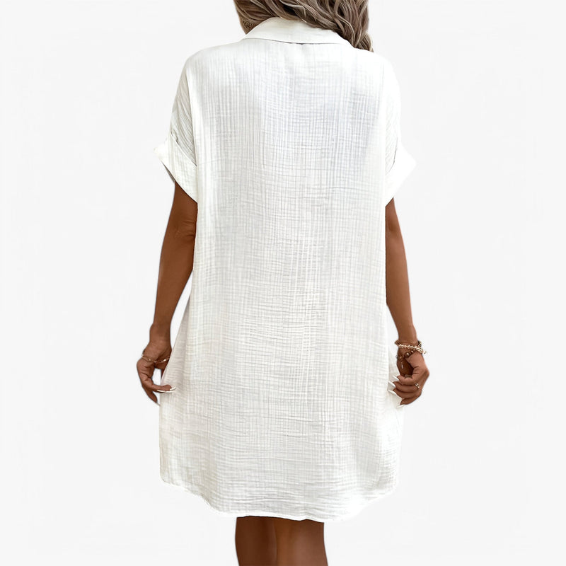 MEELANO Olivia Sommerkjole – Elegant Stofblanding med Komfort & Stil