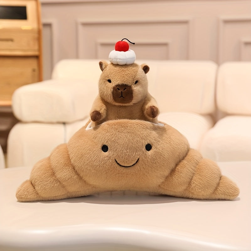 CuteCapybara – Schattige Pluche Knuffel 2-in-1 Croissant & Ananasbrood
