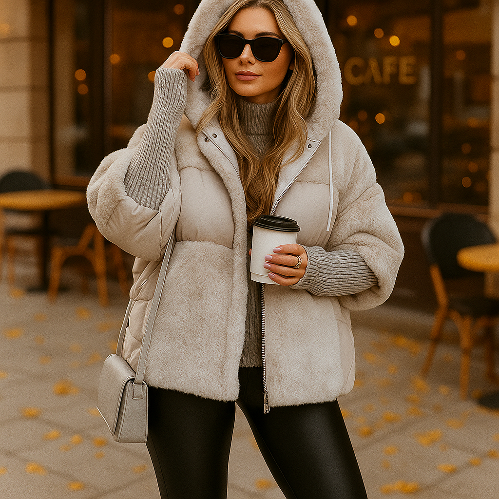 Parisfemme - Veste Bomber Moderne de Luxe - Capuche Intégrée