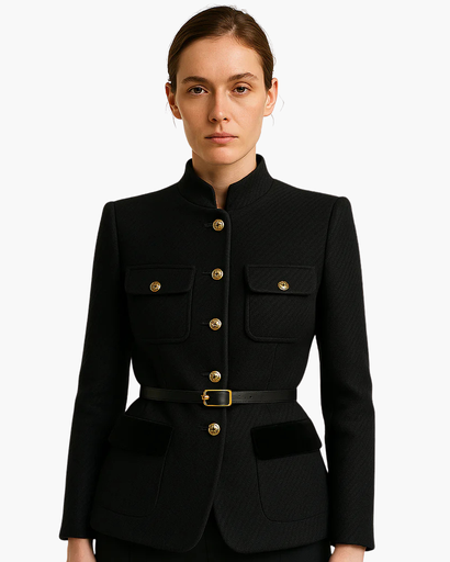 Veste Femme Élégante Cintrée à Boutons Dorés – Style Structuré & Silhouette Moderne