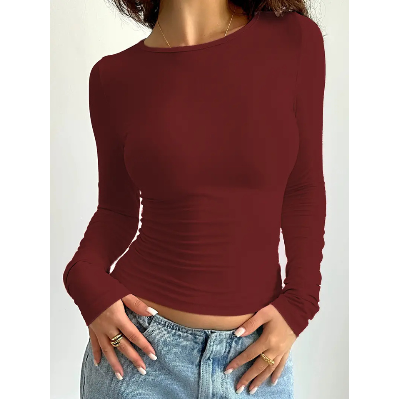 Slim Fit Longsleeve Top met Ronde Hals