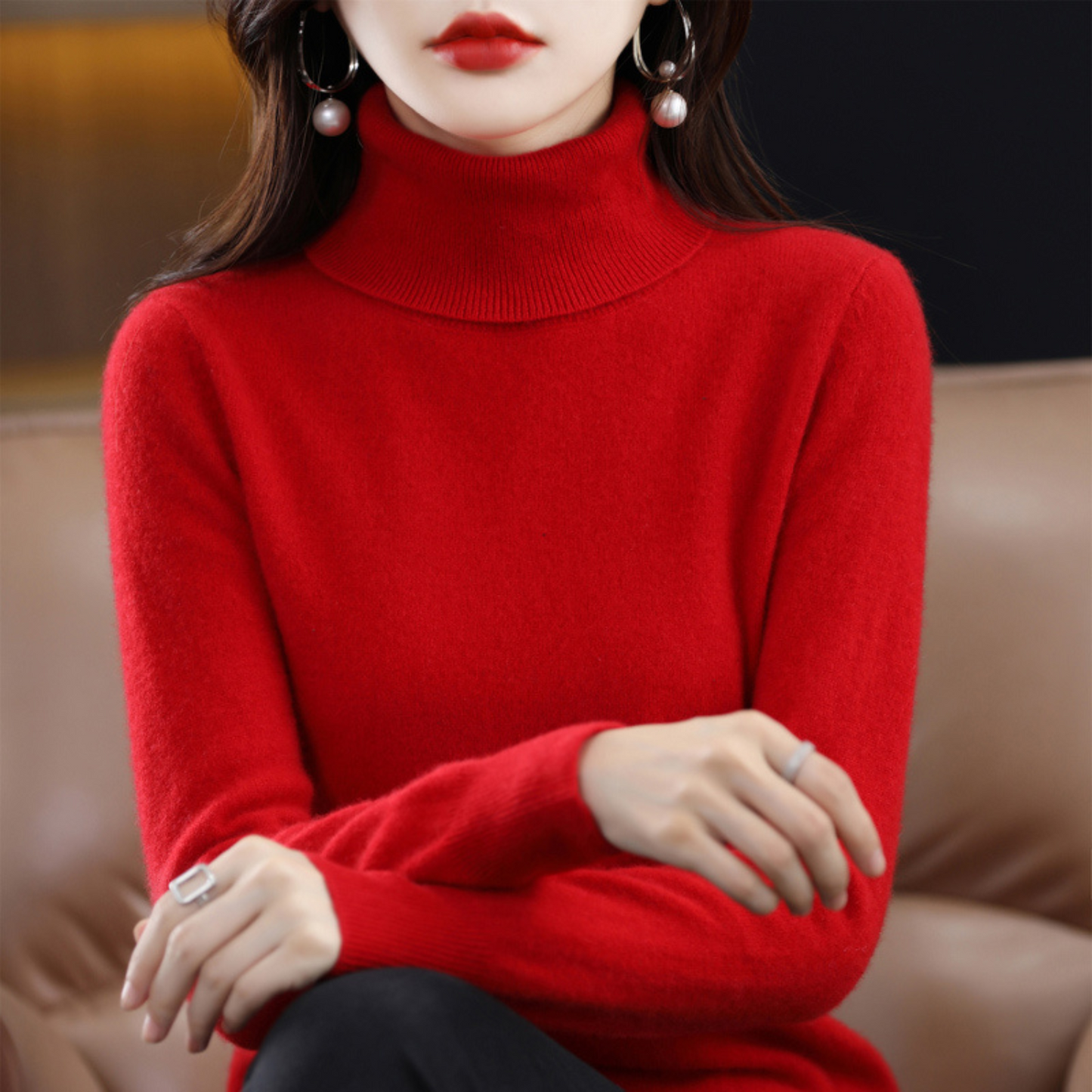 Pull col roulé chaud pour femme | Décontracté