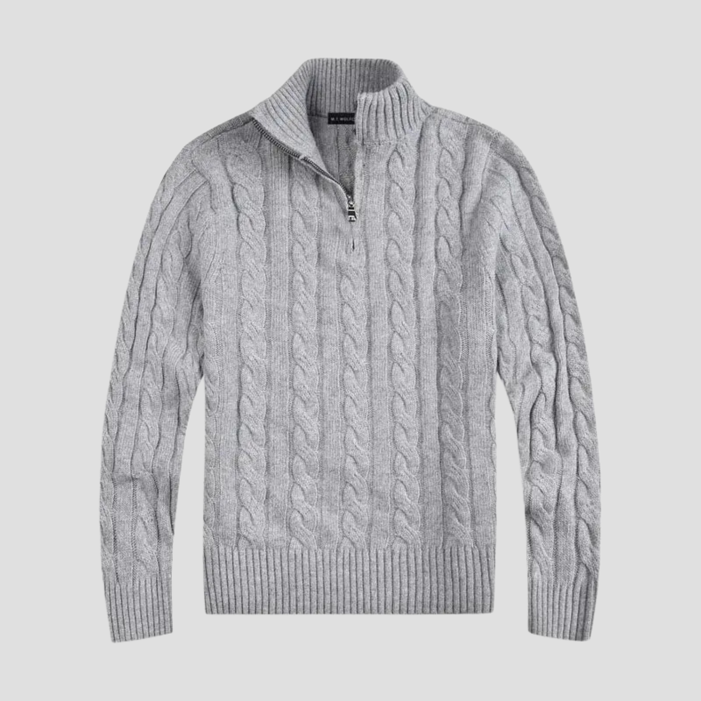 Herren Strickpullover mit halbem Reißverschluss - Zeitloser Zopfstrick trifft auf moderne Raffinesse