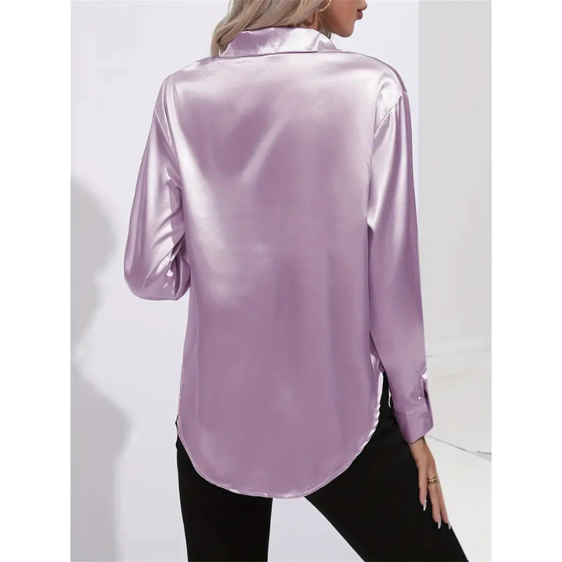 Satijnen Damesblouse met Knopen – Elegant & Tijdloos
