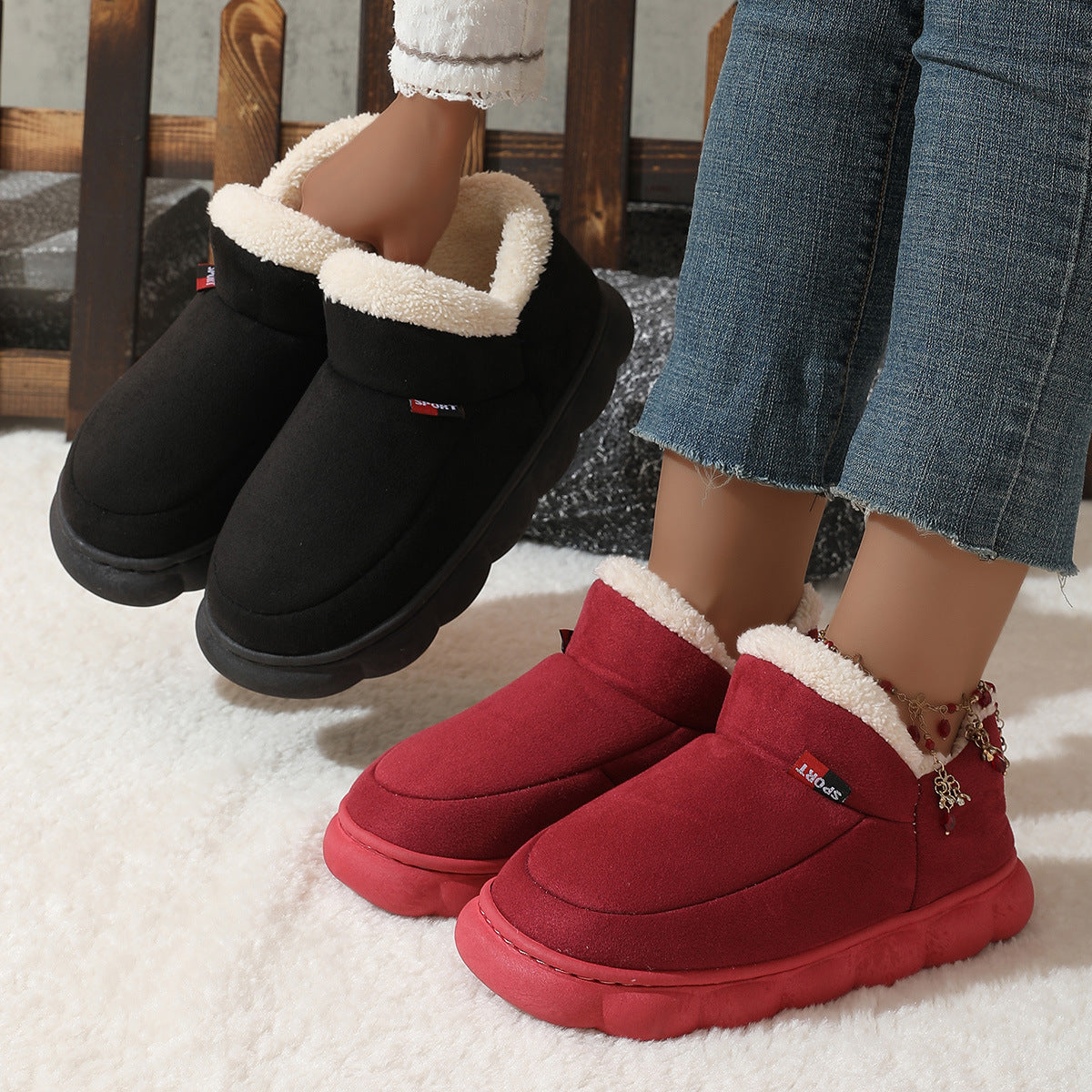 Dames Wintersneakers met Teddyvoering en Plateauzool