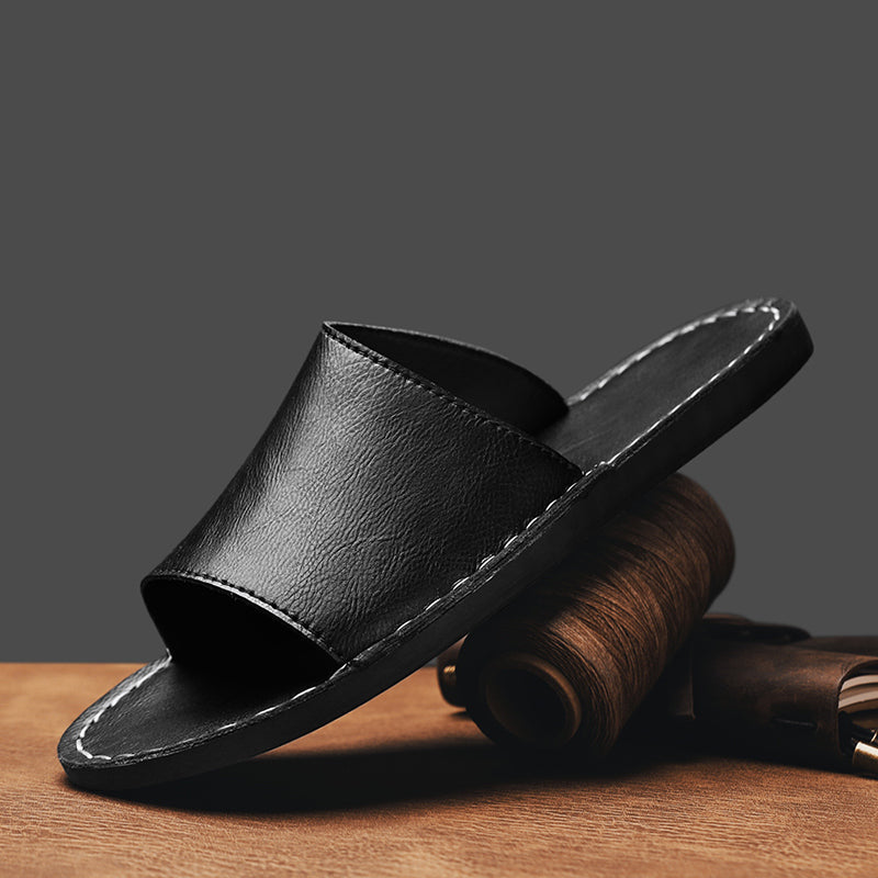 Chaussons croisés en cuir véritable pour hommes