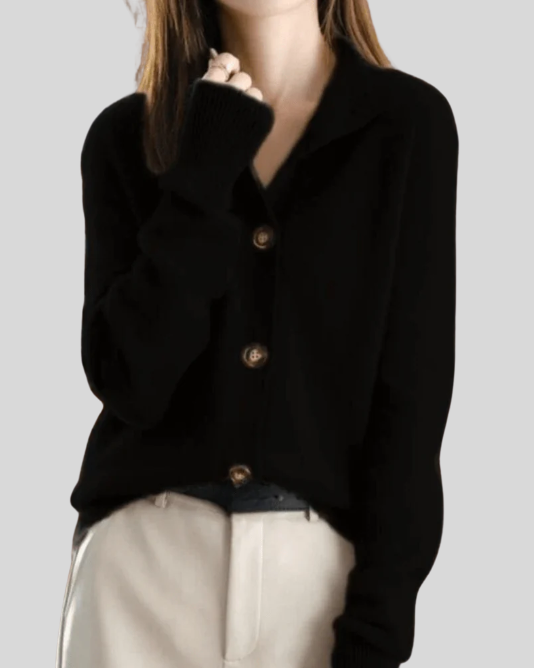 Cardigan Femme en Mélange de Laine – Tricot Doux à Col V et Boutonnage Avant