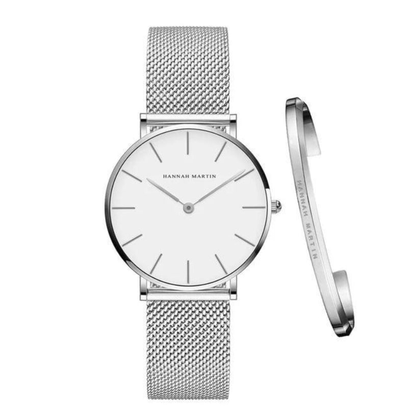 Mia - Ensemble montre et bracelet élégant avec bracelet en maille réglable