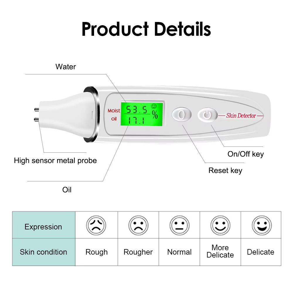 Face Skin Tester Portable Analyzer Digital Aesthetic Moisture Water Oil Monitor For Care Diagnostic Device