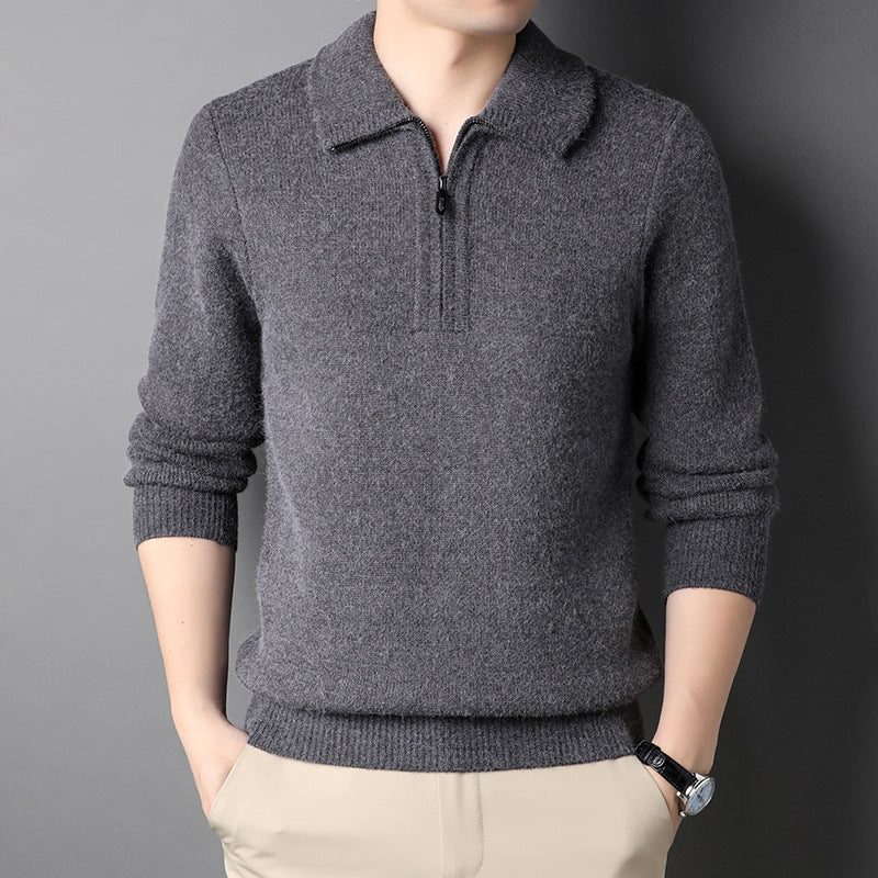 Heren Gebreide Pullover met Ritskraag