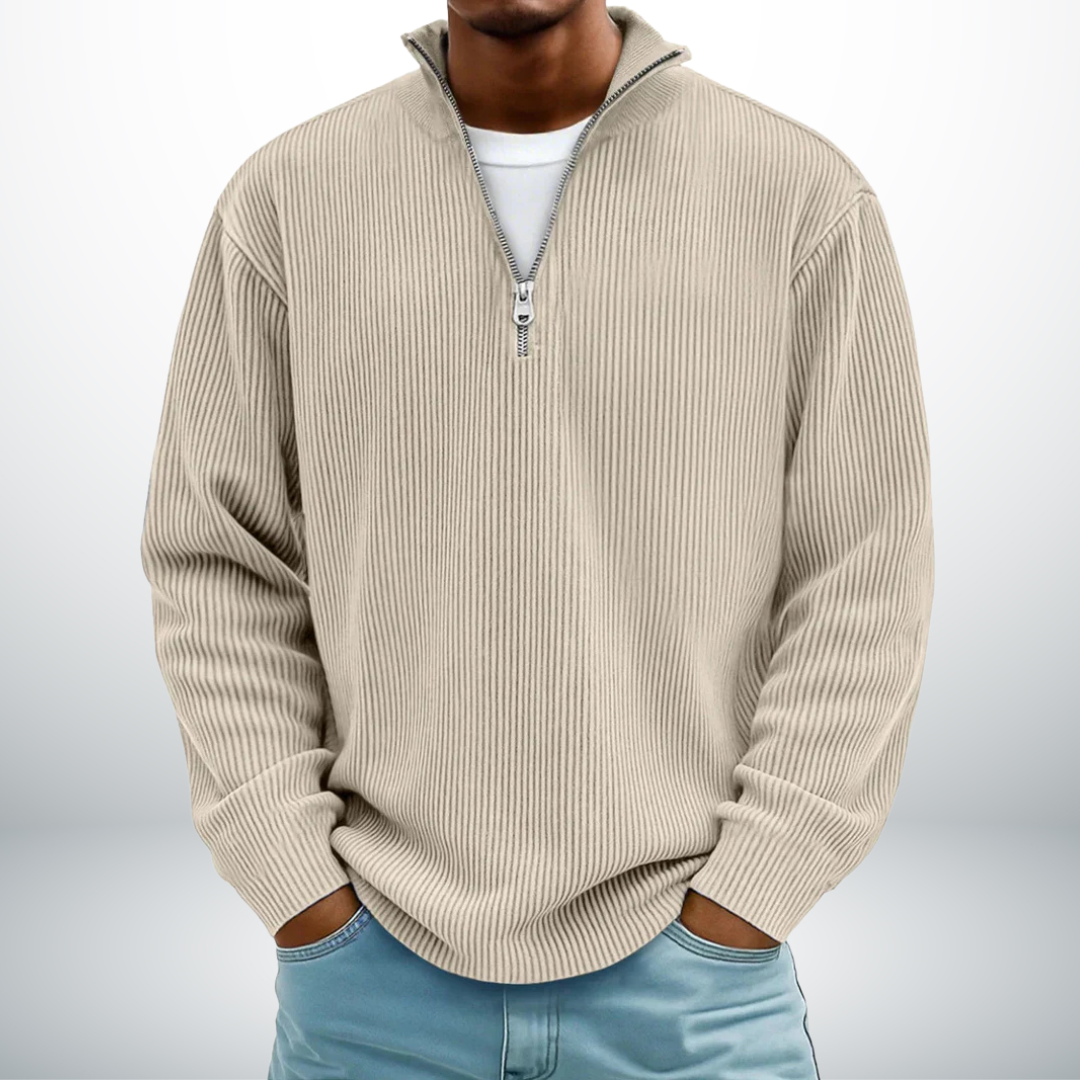 Ethan | Cozy Ribbed Half-Zip Sweater