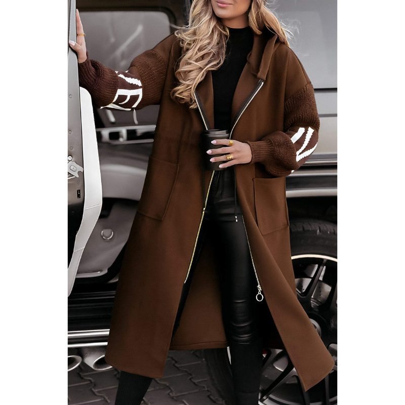 Ava Patchwork Chic Jas – Warme Damesjas met Moderne Herfstlook