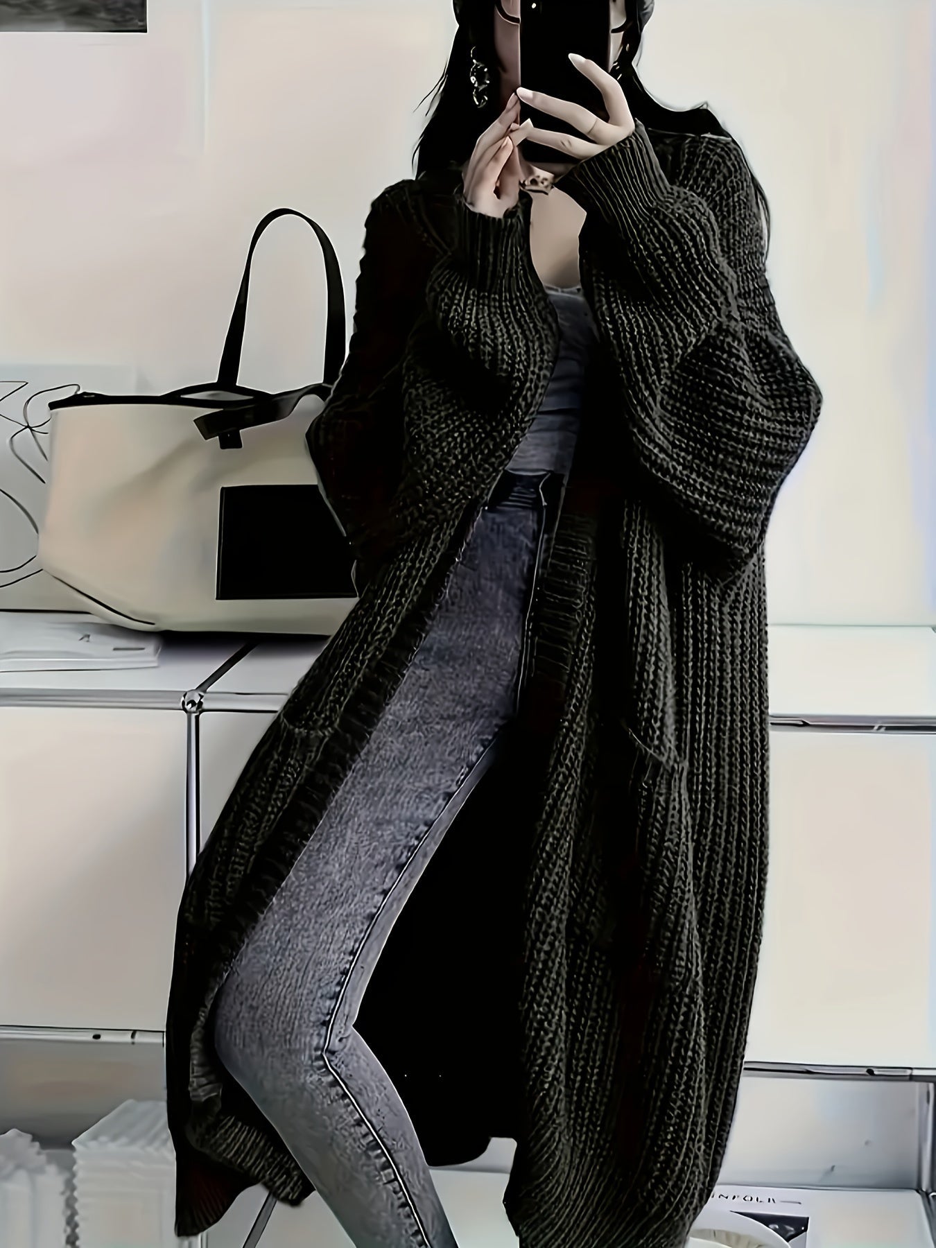 Cardigan Femme Oversize Ouvert – Tricot Long Douillet