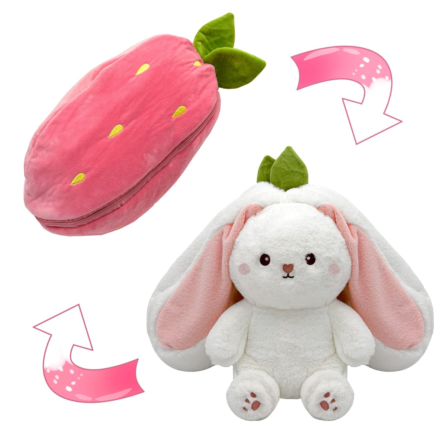 StrawberryBunny – Aardbei & Wortel Veranderbare Plysch Kanin