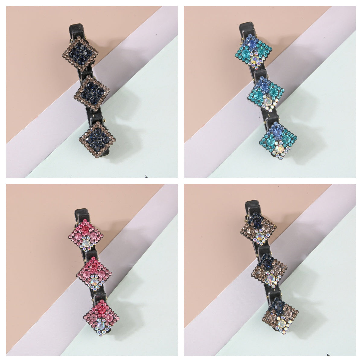Kalinorae™ - Épingles à Cheveux Cristal Carré – Lot de 4