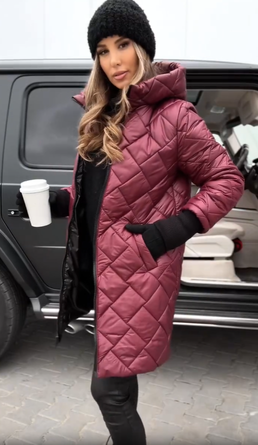 Kureha - Elegante Chaqueta Acolchada Con Capucha y Cremallera