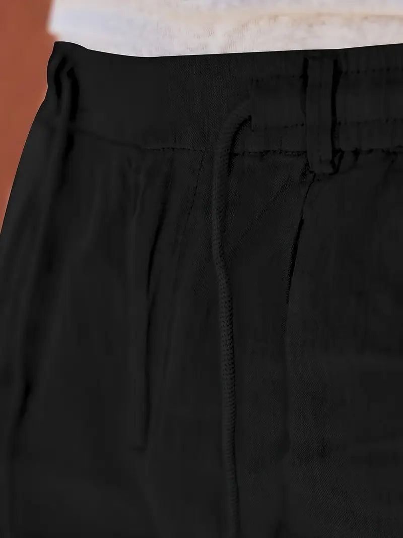Manzo | Luftige Leinenhose mit Bindegürtel