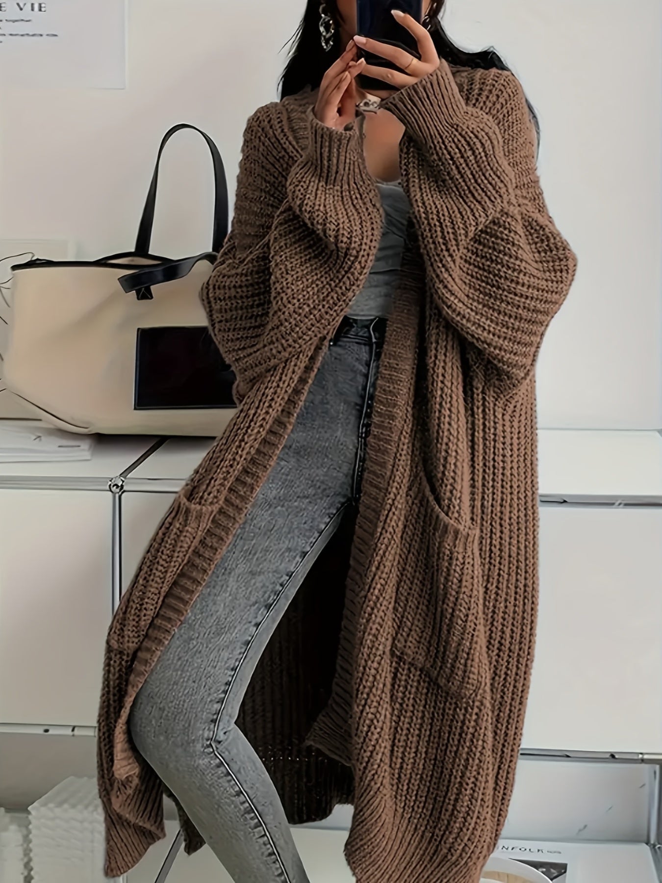 Cardigan Femme Oversize Ouvert – Tricot Long Douillet
