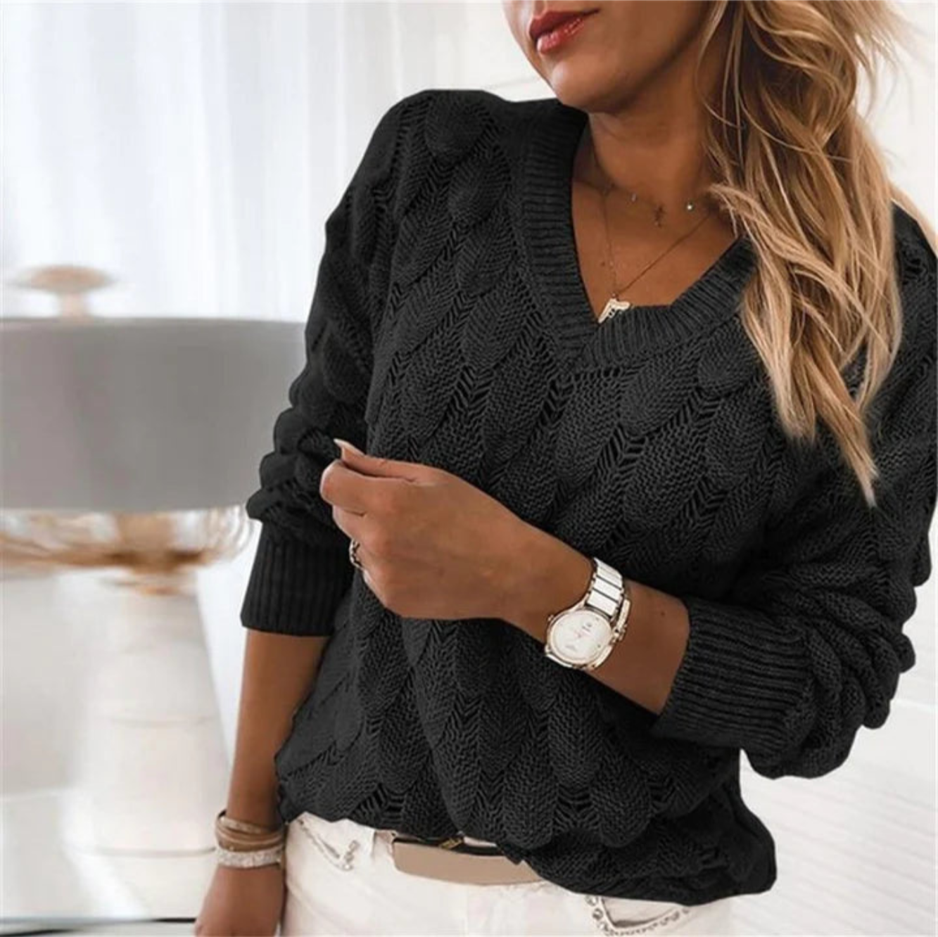 Thalia | Women's V-Neck Sweater