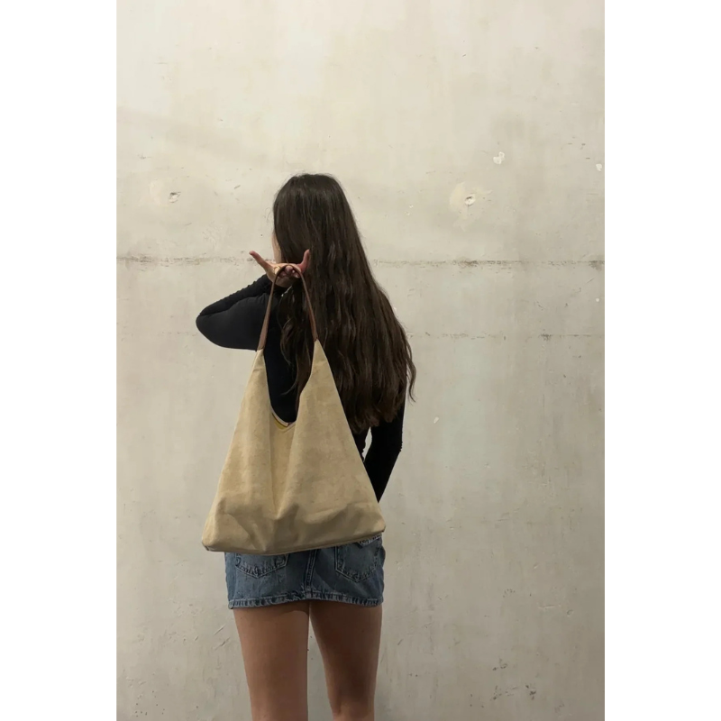 Grote Suède Hobo Schoudertas voor Dames