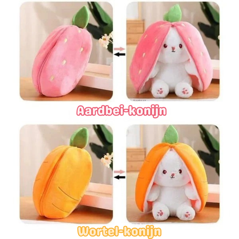 StrawberryBunny – Aardbei & Wortel Veranderbare Plysch Kanin