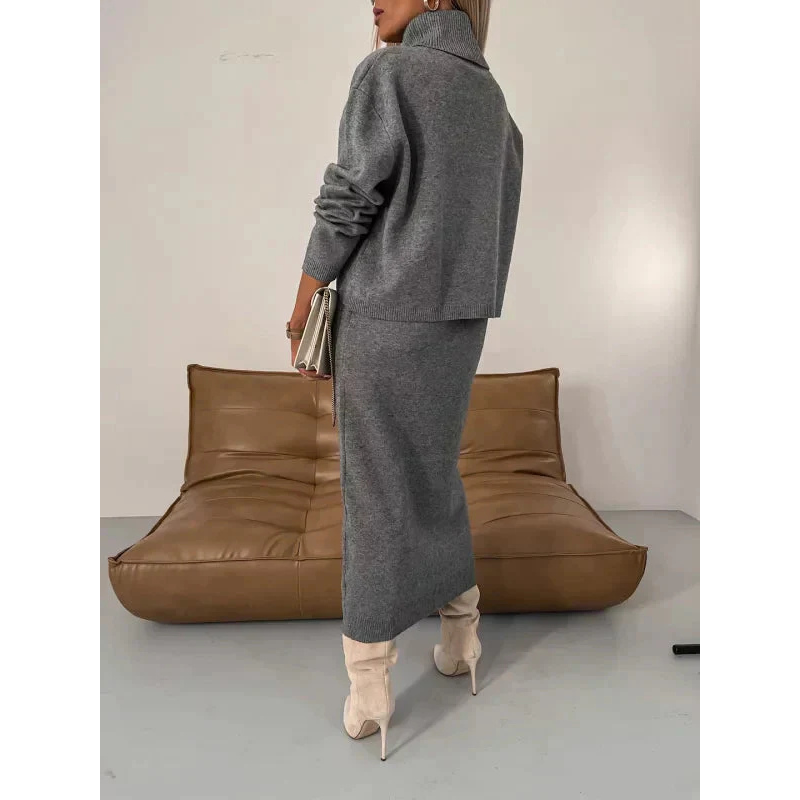 Gebreide Midi Jurk met Coltrui Set