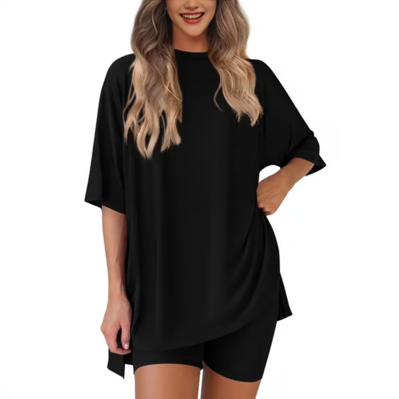 SummerEase – 2-delige Dames Set – Luchtige T-shirt & Stretch Shorts