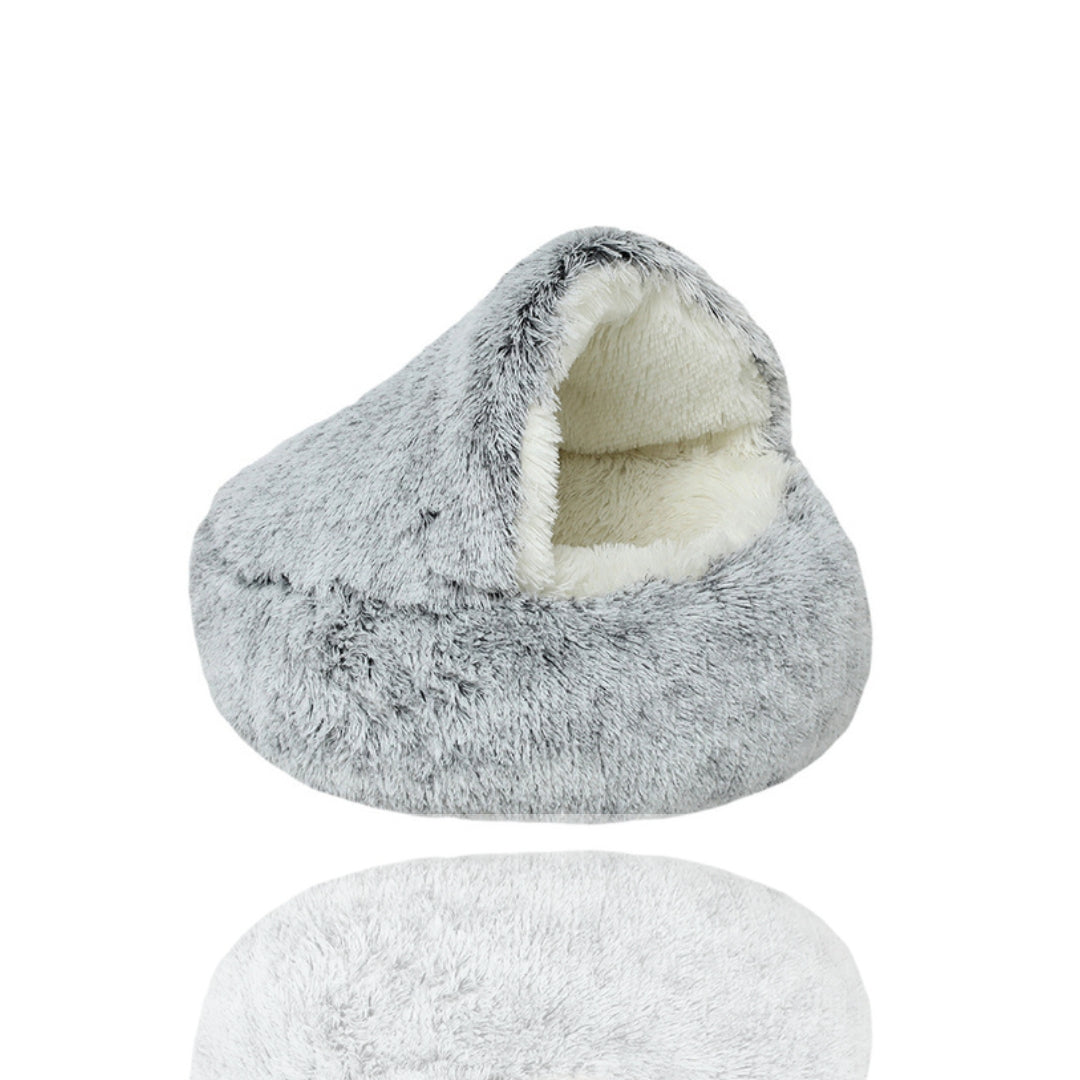 Orthopedic Pet Cave Bed | Calming Plush Bed for Cats & Small Dogs
