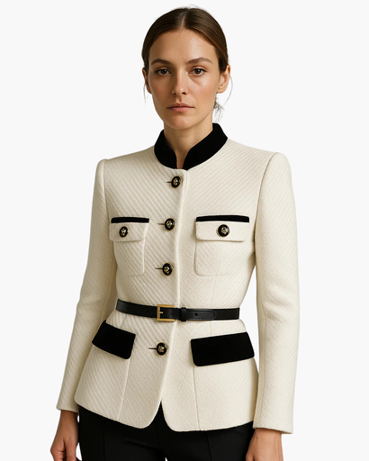 Veste Femme Élégante Cintrée à Boutons Dorés – Style Structuré & Silhouette Moderne