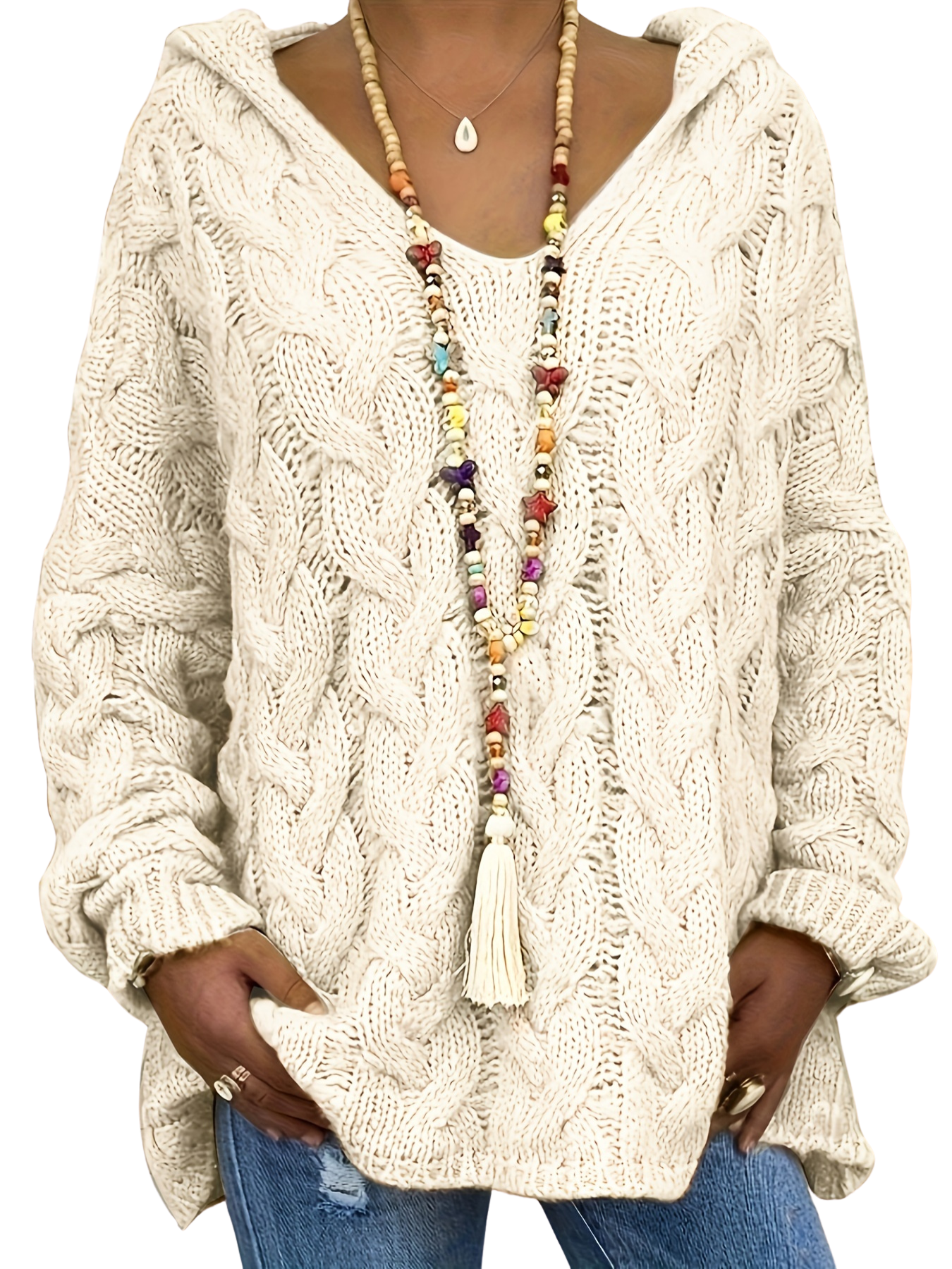 Oralivanne - Pull Élégant Texturé à Encolure V