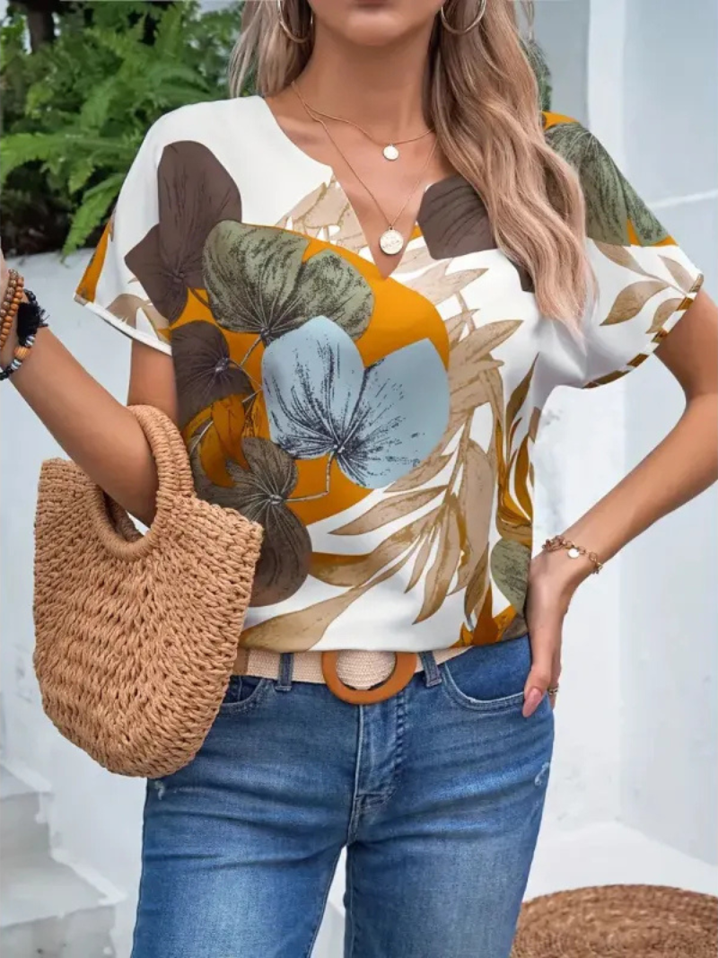 Mia I Flower Button-Up Blouse