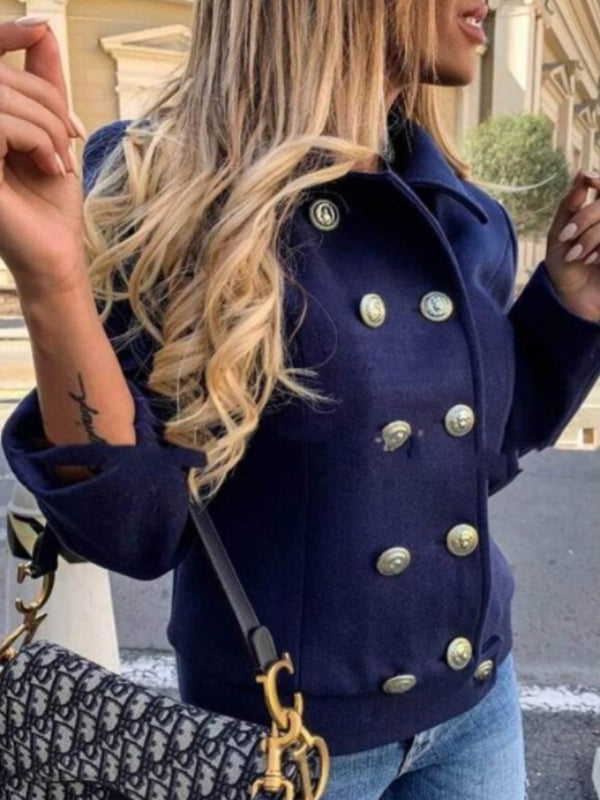 Avencea - Elegant Designer Jacket with Golden Buttons and Double-Breasted Design