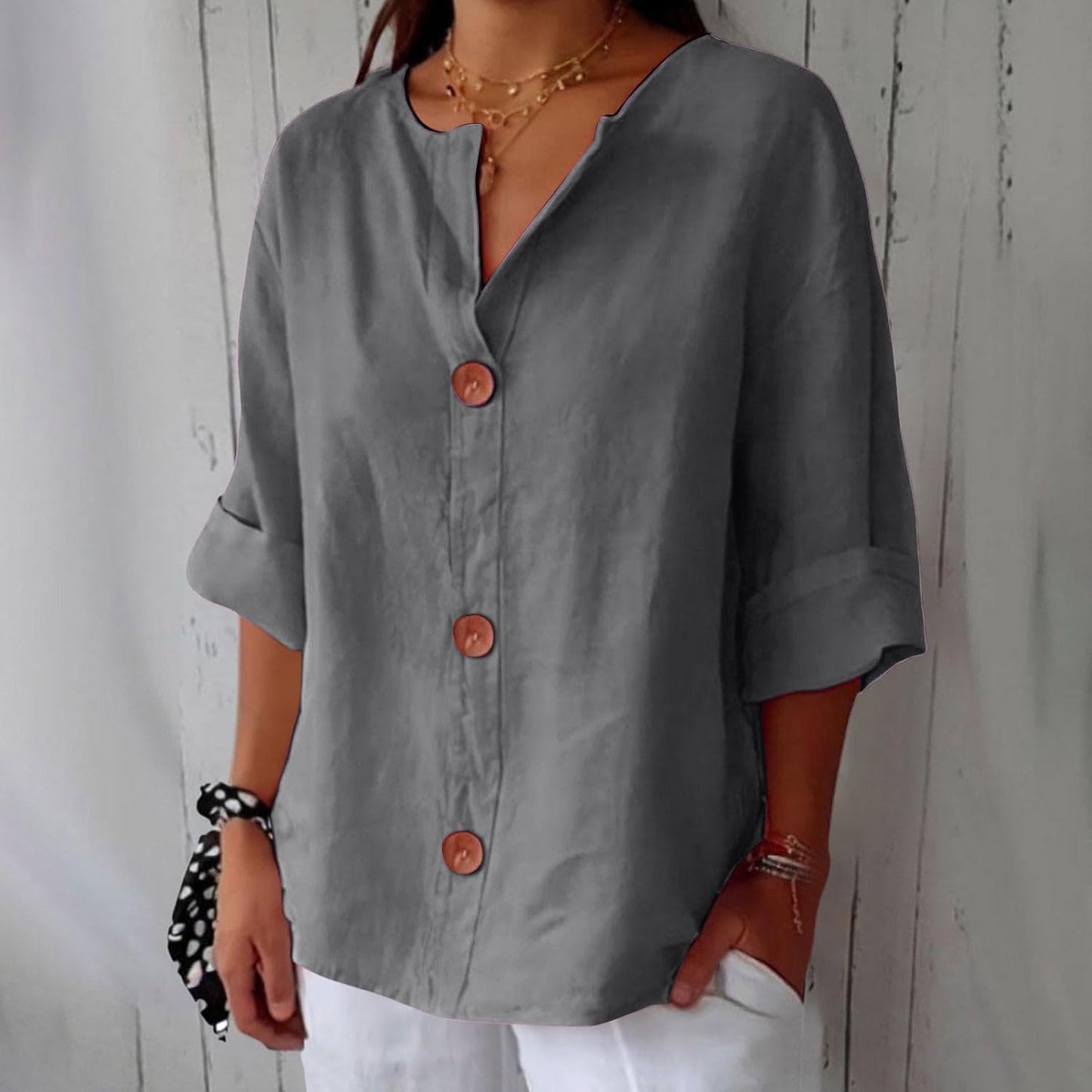 Linen Blouse Women Linen Casual, Lightweight, Breathable