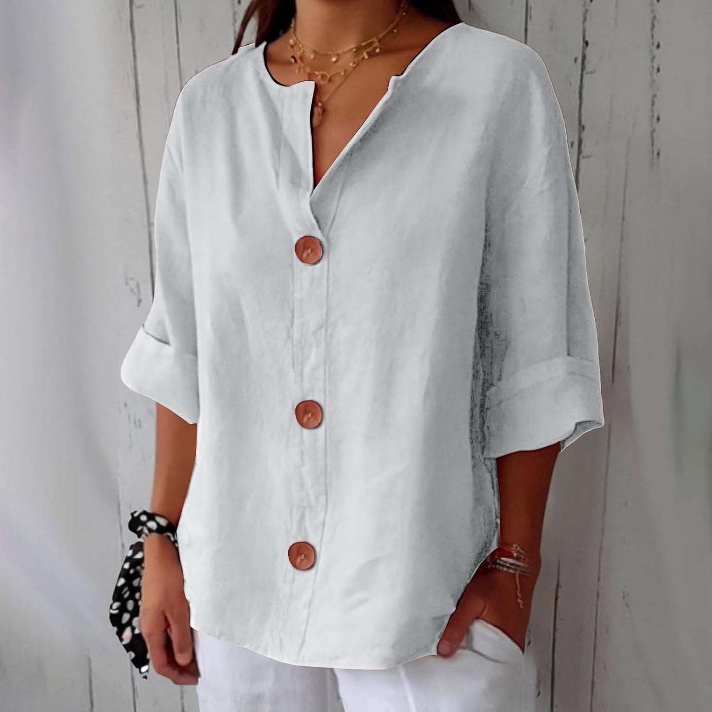Linen Blouse Women Linen Casual, Lightweight, Breathable