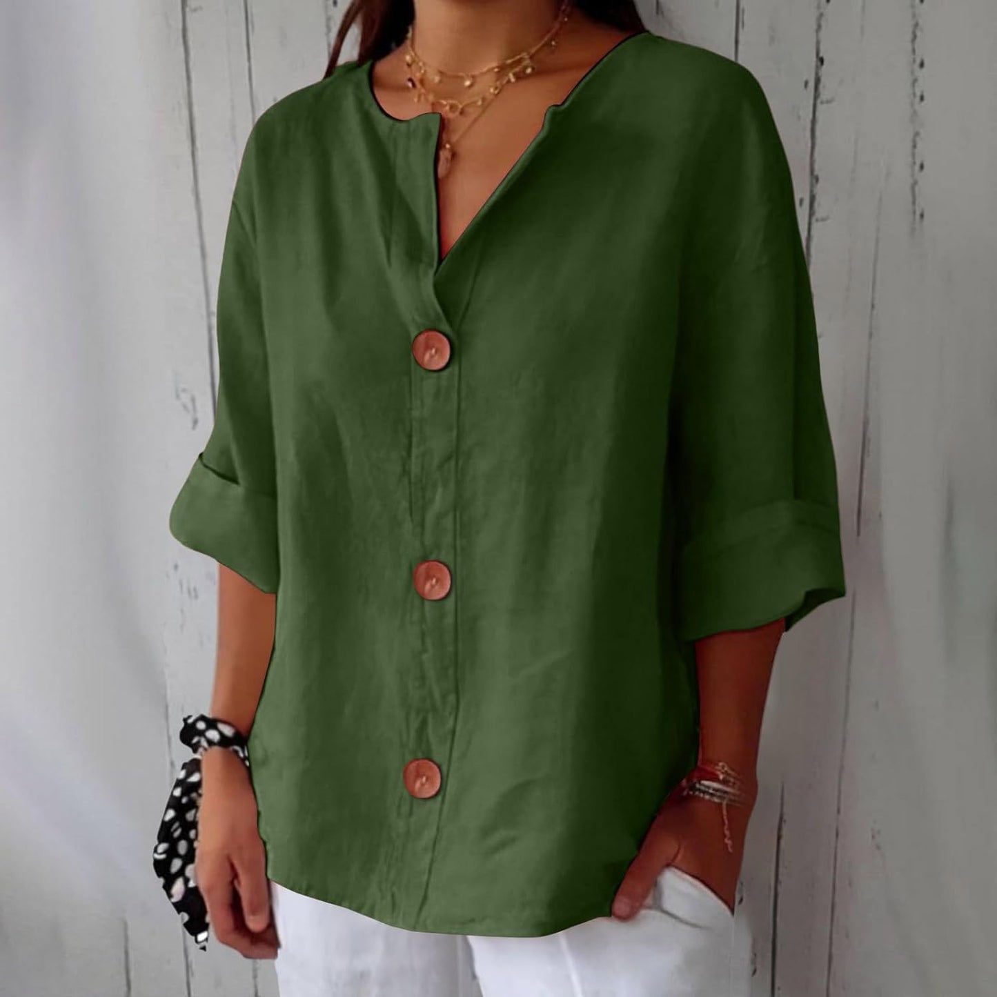 Linen Blouse Women Linen Casual, Lightweight, Breathable