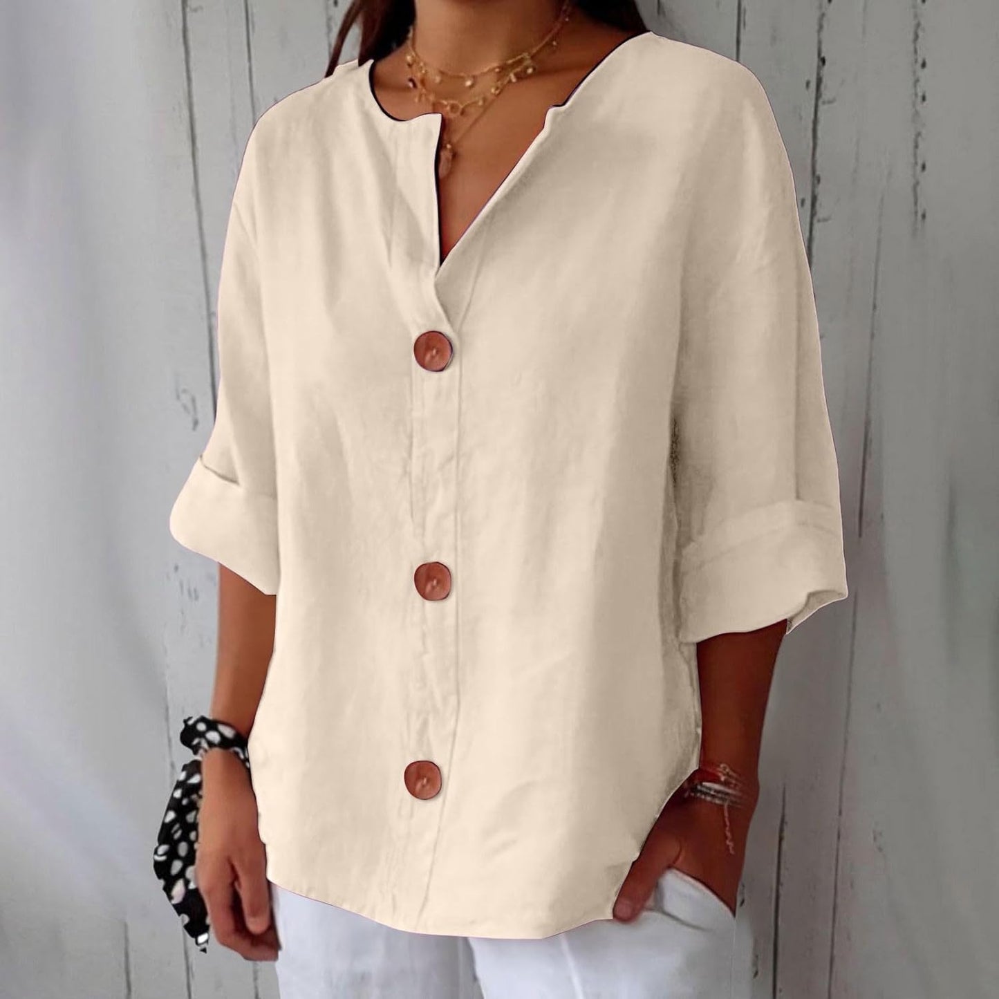 Linen Blouse Women Linen Casual, Lightweight, Breathable