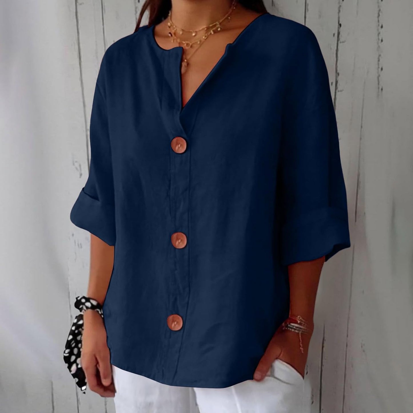 Linen Blouse Women Linen Casual, Lightweight, Breathable