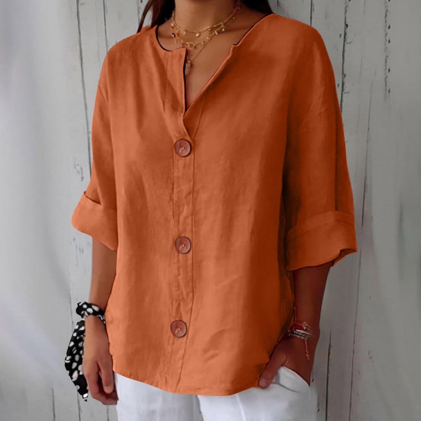 Linen Blouse Women Linen Casual, Lightweight, Breathable