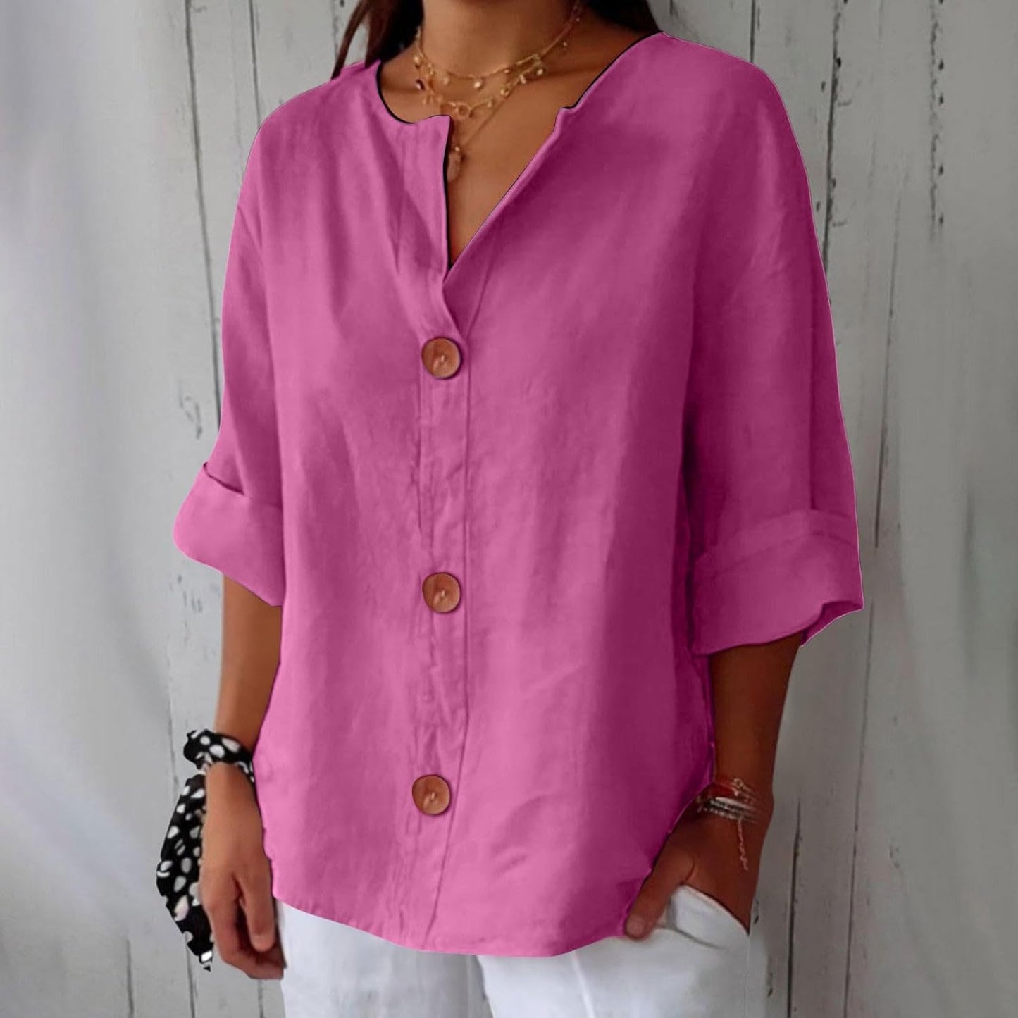 Linen Blouse Women Linen Casual, Lightweight, Breathable