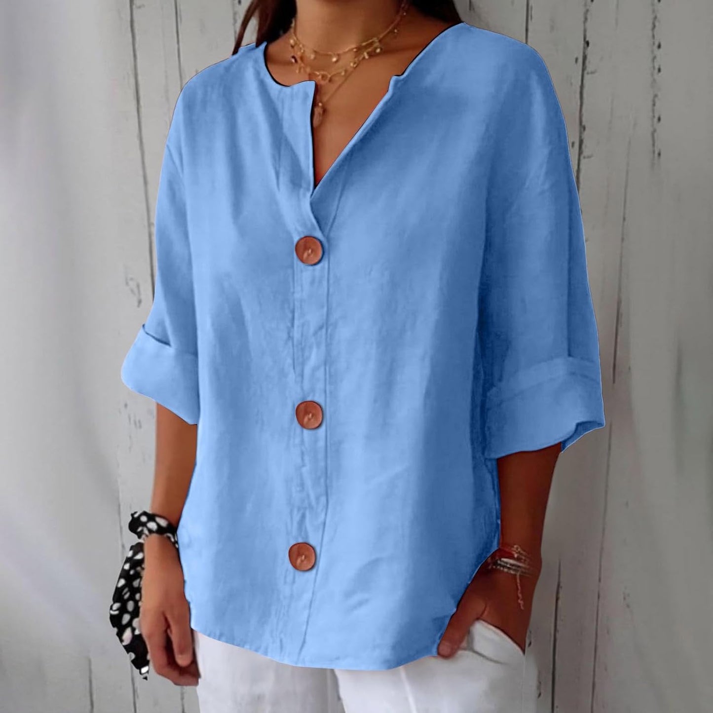 Linen Blouse Women Linen Casual, Lightweight, Breathable