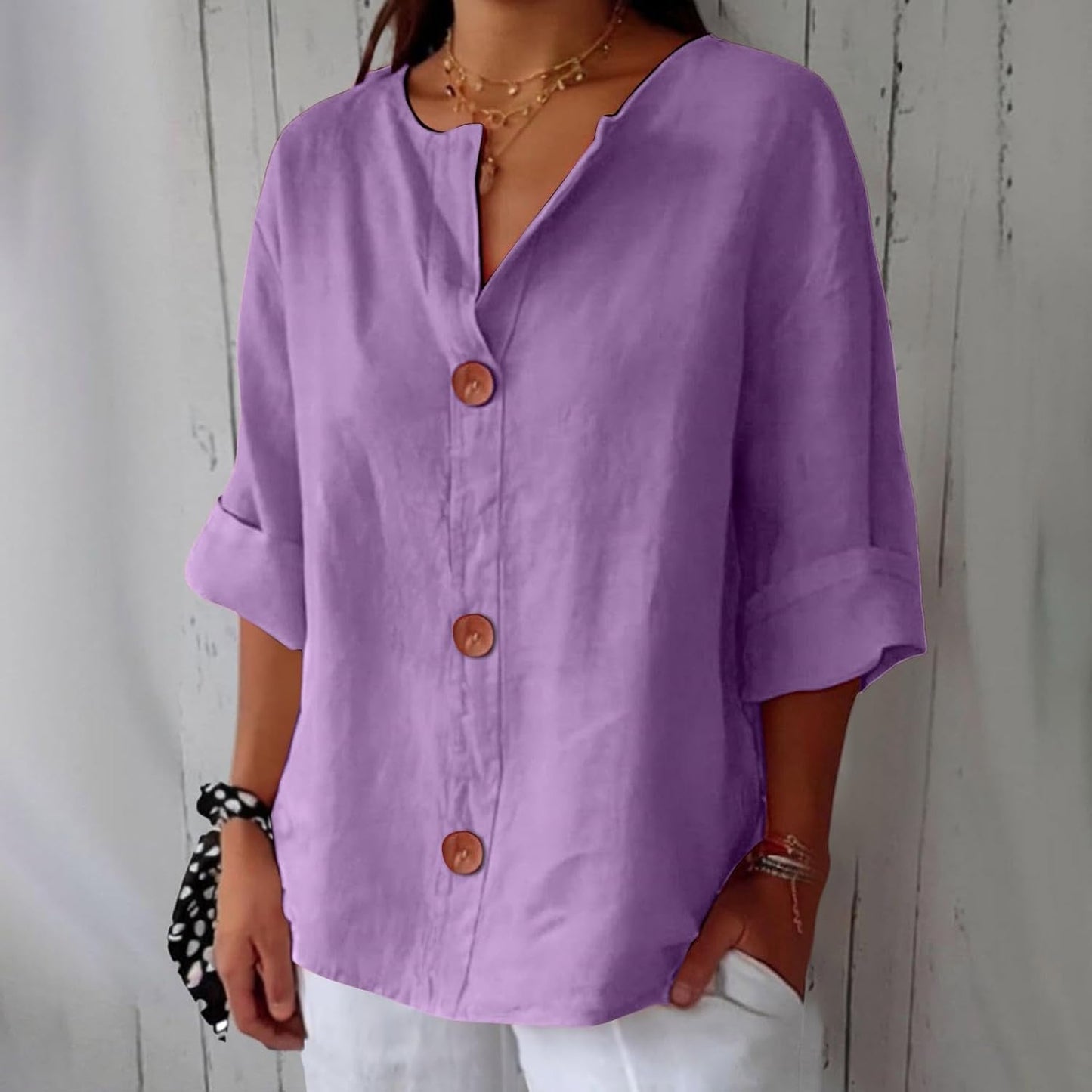 Linen Blouse Women Linen Casual, Lightweight, Breathable