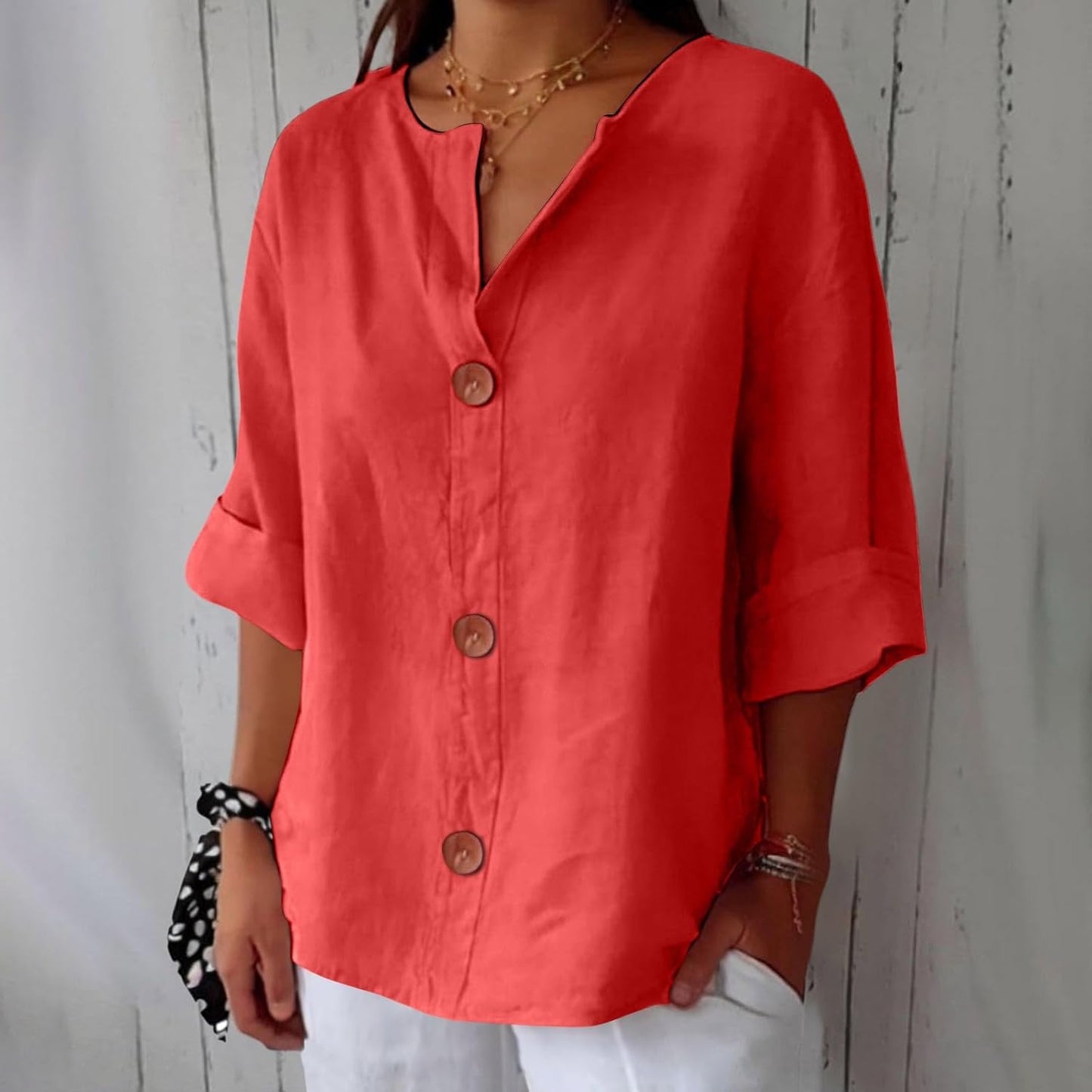 Linen Blouse Women Linen Casual, Lightweight, Breathable