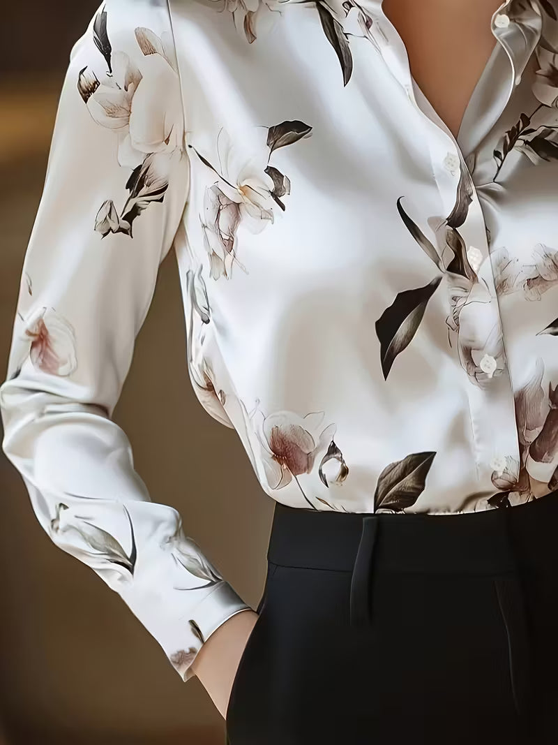 Brittney - Blusa de Manga Larga con Estampado Floral