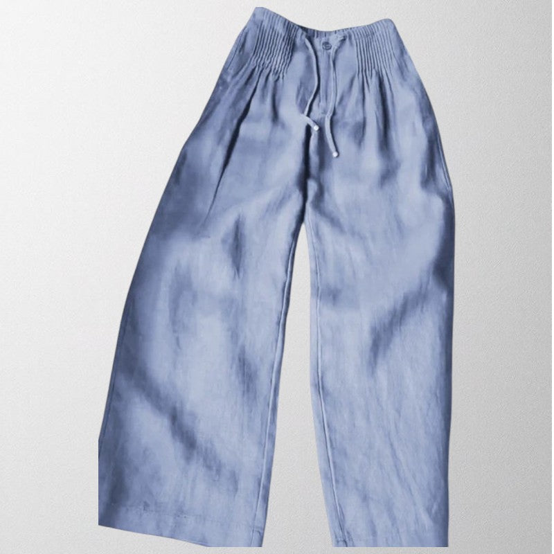 Wide-leg Trousers Cotton & Linen Blend Women Relaxed Fit Lightweight