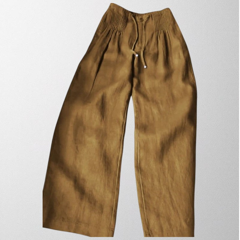 Wide-leg Trousers Cotton & Linen Blend Women Relaxed Fit Lightweight