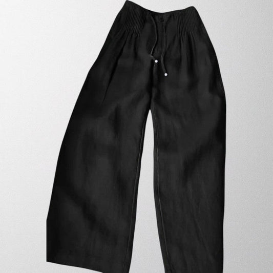 Wide-leg Trousers Cotton & Linen Blend Women Relaxed Fit Lightweight