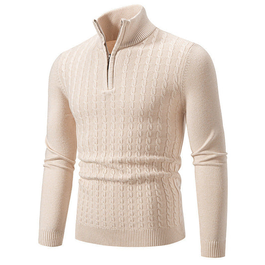 Heren Kabelgebreide Pullover met Verstelbare Kraag